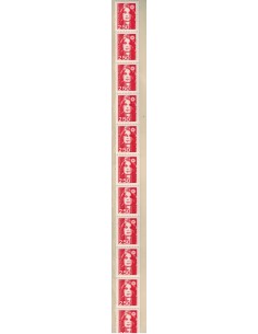 Roulette de 11 timbres  N° 60 avec  N° Rouge