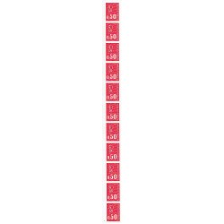 Roulette de 11 timbres  N° 61 avec  N° Rouge