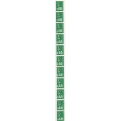 Roulette de 11 timbres  N° 65 avec  N° Rouge