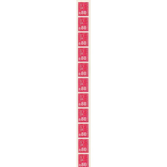 Roulette de 11 timbres  N° 66 avec  N° Rouge
